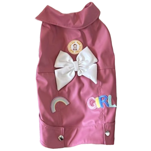 Jaqueta Couro Rosa Claro Laço