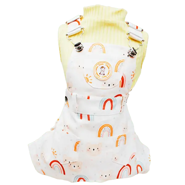 Jardineira Ursinho Arco Íris (SEM CAMISETA)