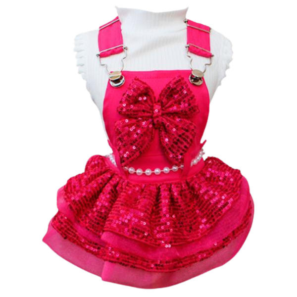 Jardineira Paetê Pink (SEM CAMISETA)