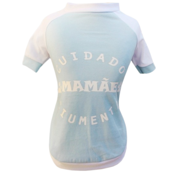 Camiseta Cuidado, Mamãe Ciumenta Azul Bebê