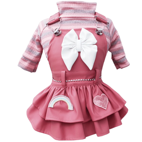 Jardineira Couro Rosa Claro (SEM CAMISETA)