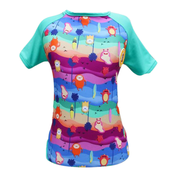 Camiseta UV Monstrinhos Verde Água