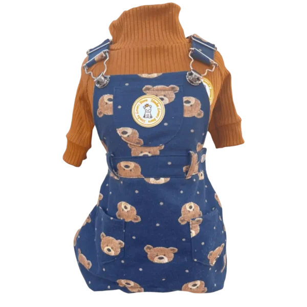 Jardineira Moletom Ursinho Marinho (SEM CAMISETA)