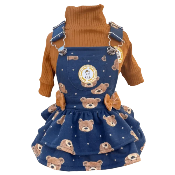 Jardineira Moletom Ursinho Marinho (SEM CAMISETA)