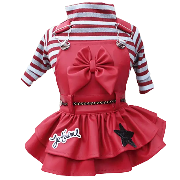 Jardineira Couro Vermelha (SEM CAMISETA)