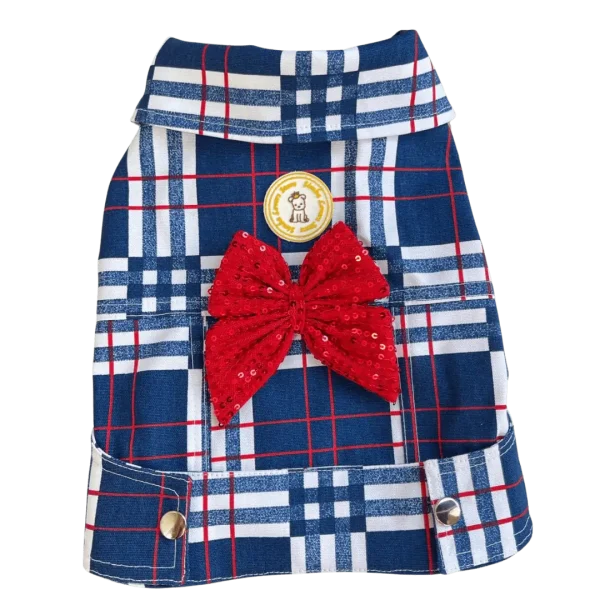 Jaqueta Cropped Xadrez Azul