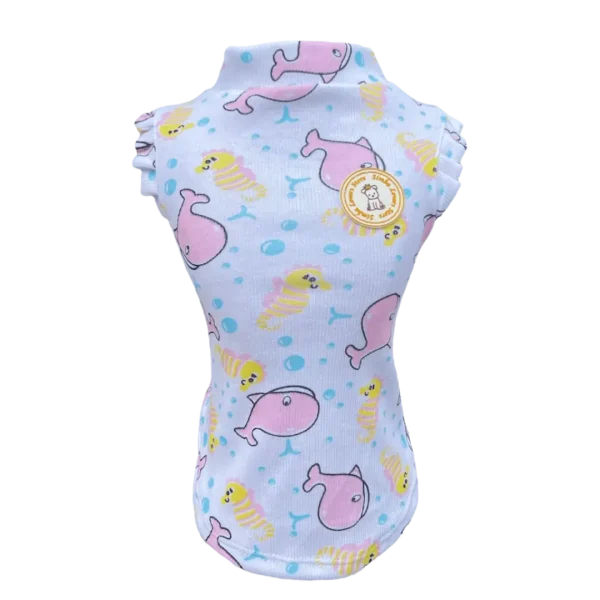 Regata Canelada Ribana Baleia Rosa Bebê Fem