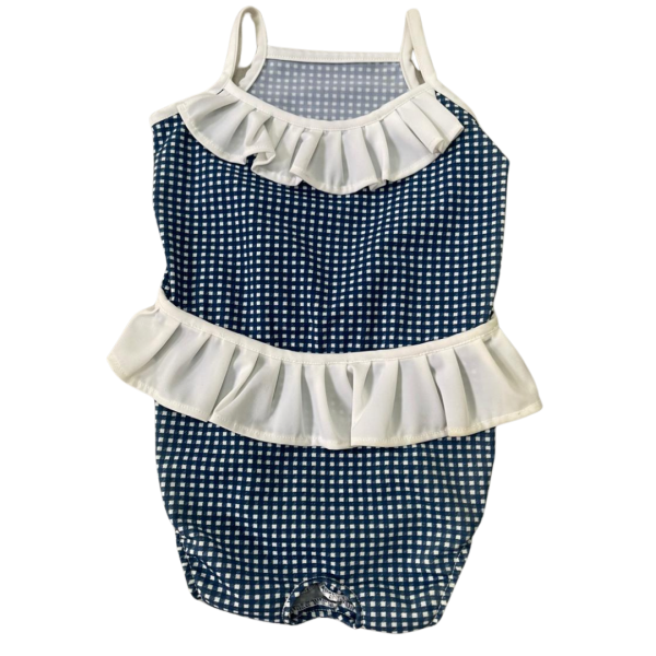 Maiô Quadriculado Azul com Babado
