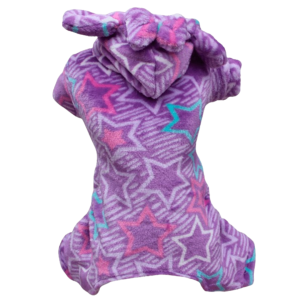 Pijama 4 Patas Fleece Estrelas Roxa