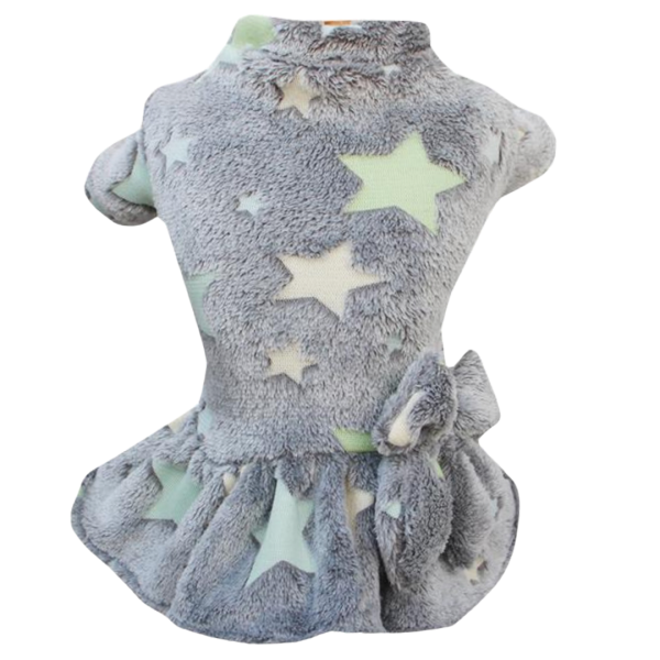 Vestido Fleece Estrela Cinza Brilha no Escuro