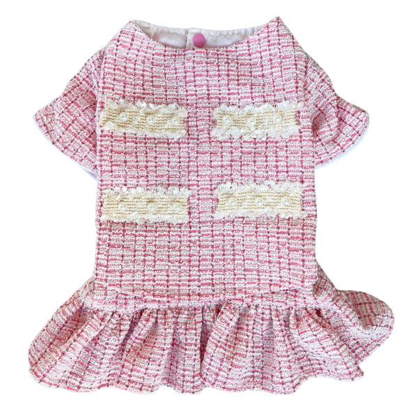 Vestido Tweed Rosa Brilho 2