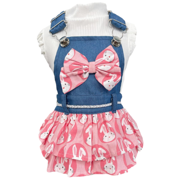 Jardineira Coelhinho Jeans (SEM CAMISETA)