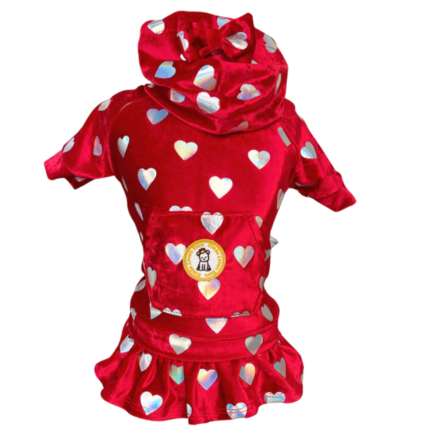 Conjunto Esporte Veludo Coração Vermelho