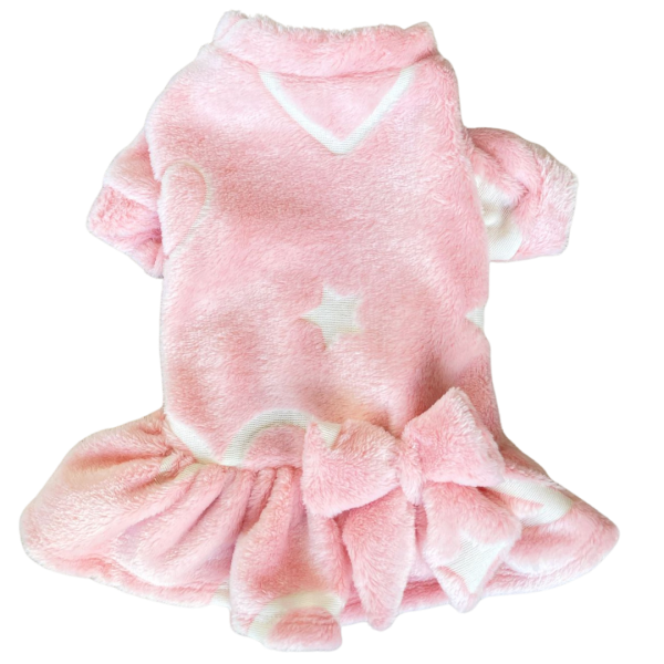 Vestido Fleece Coração e Estrela Rosa Brilha no Escuro