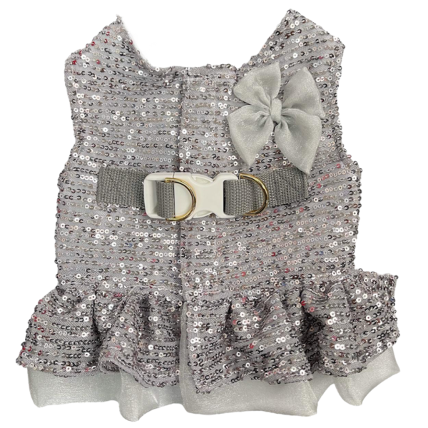 Peitoral Paetê Prata Escuro Fem