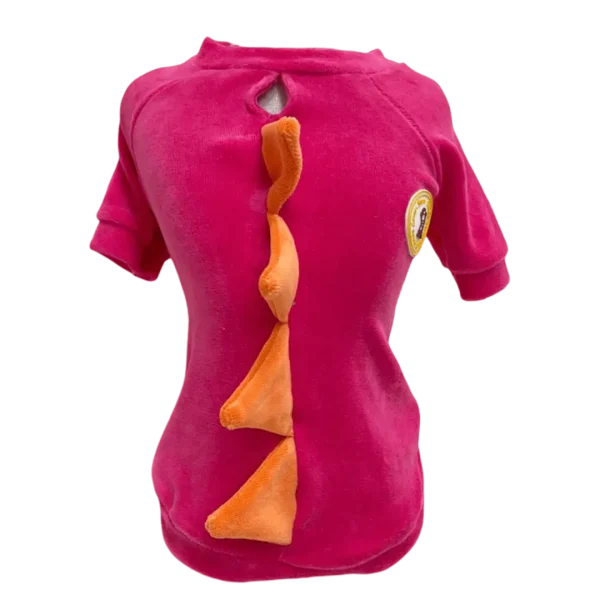 Camiseta Plush Dino Pink com Laranja