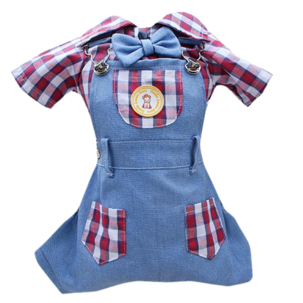 Jardineira Xadrez Vermelho Masc (SEM CAMISETA)