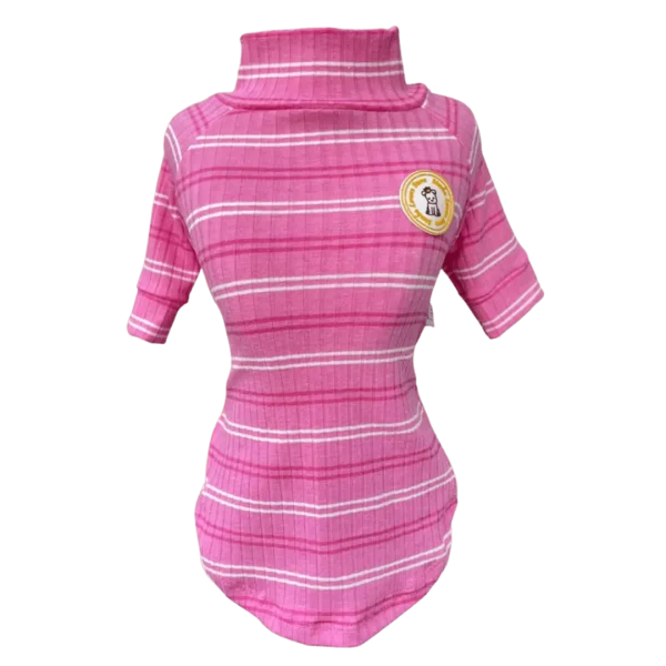 Camiseta Canelada Listrada Rosa