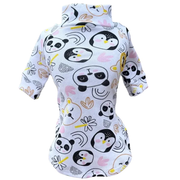 Camiseta Canelada Ribana Bichinhos com Rosa