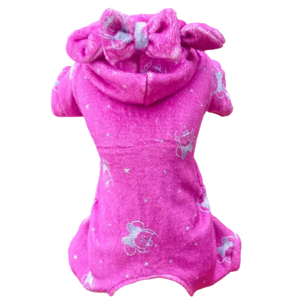 Pijama 4 Patas Fleece Minnie Rosa com Prata