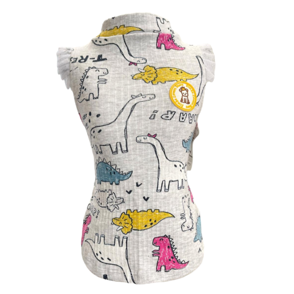 Regata Canelada Dinossauro Cinza Fem