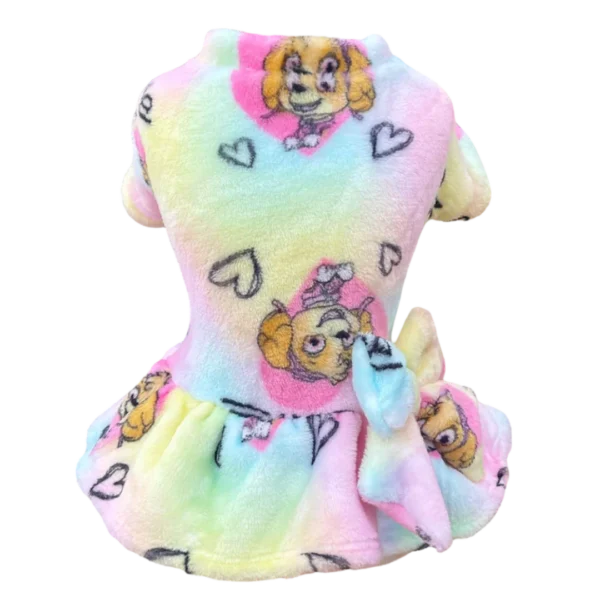 Vestido Fleece Patrulha Canina Arco Íris