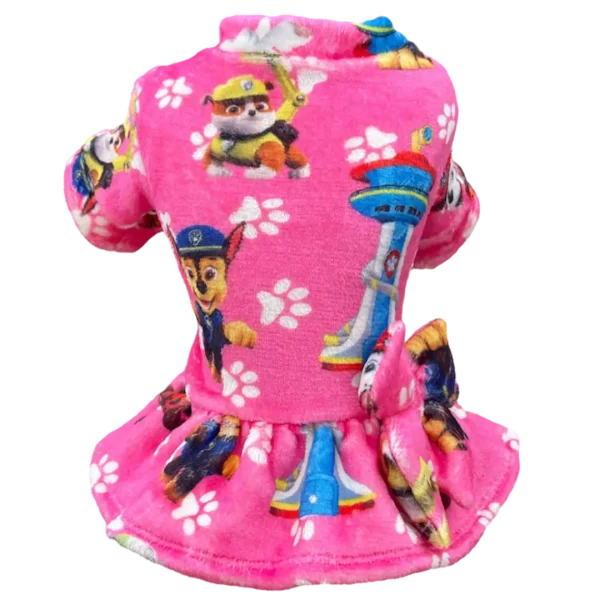 Vestido Fleece Patrulha Canina Rosa