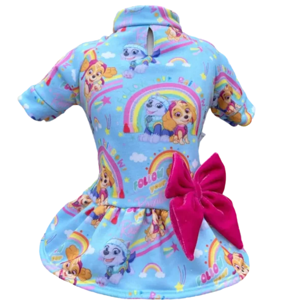 Vestido Moletom Patrulha Canina Arco Íris