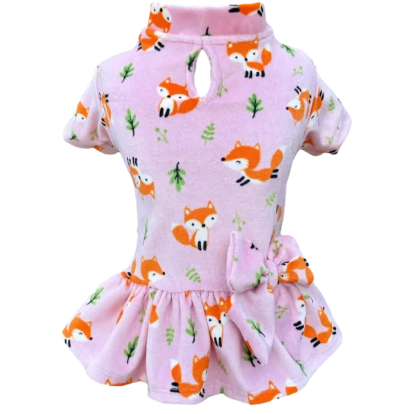 Vestido Plush Raposa Rosa Bebê