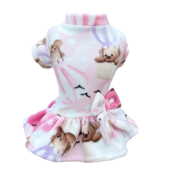 Vestido Soft Ursinho Balão Rosa