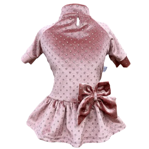 Vestido Veludo Rosé Brilhinhos