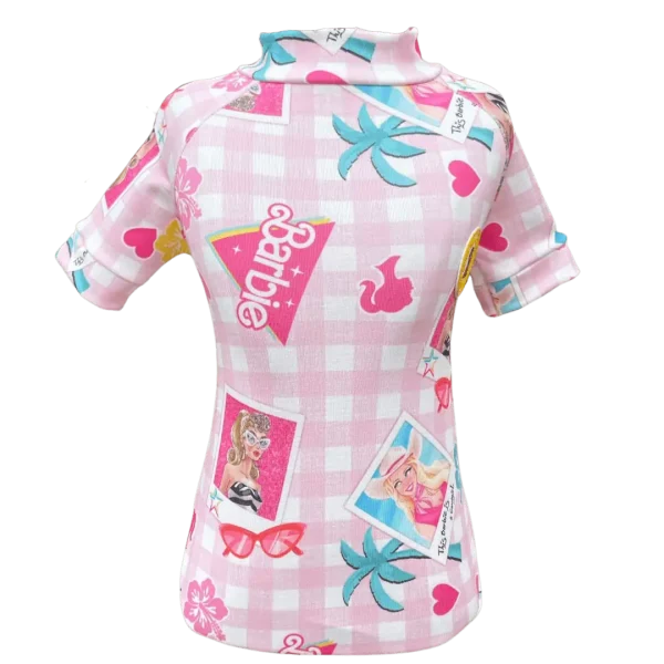 Camiseta UV Barbie Xadrez Rosa