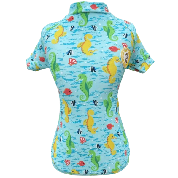 Camiseta UV Cavalo Marinho Azul