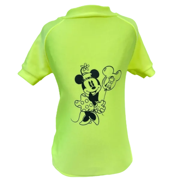Camiseta UV Minnie Balão Amarelo Neon