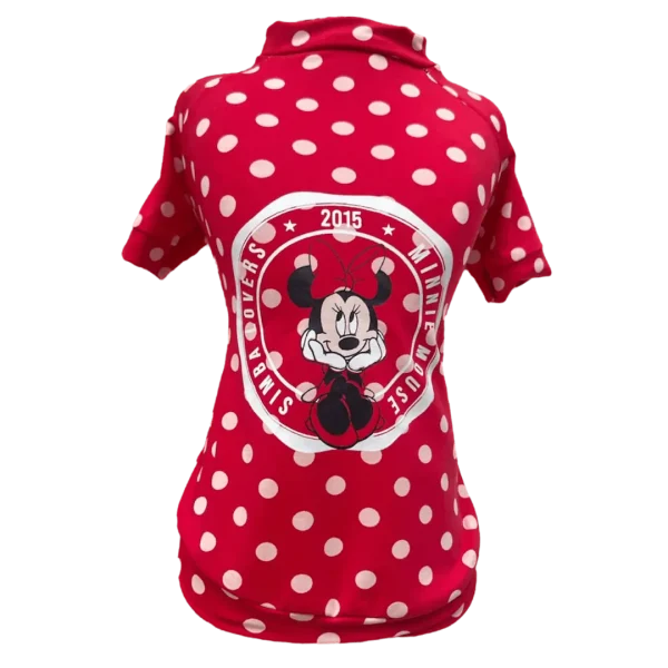 Camiseta UV Minnie Redondo Bolinha Vermelha