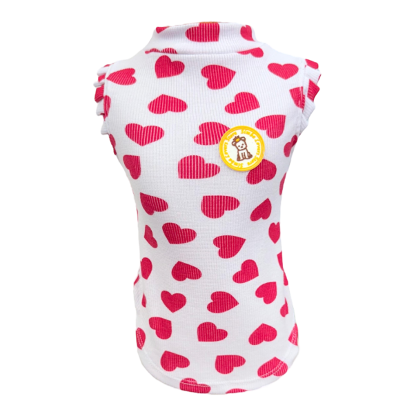 Regata Canelada Ribana Coração Grande Vermelho Fem