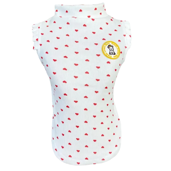 Regata Canelada Ribana Coração Vermelho Fem