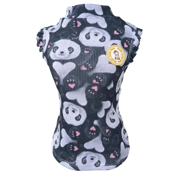 Regata Canelada Panda Preto Fem