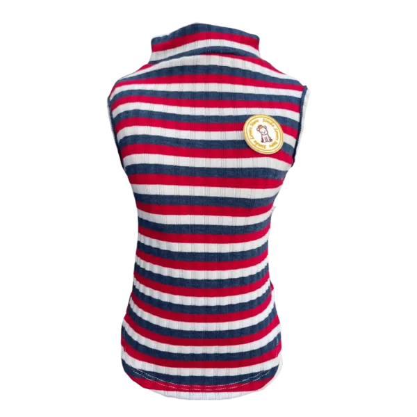 Regata Canelada Suedine Listrada Vermelha e Marinho Masc