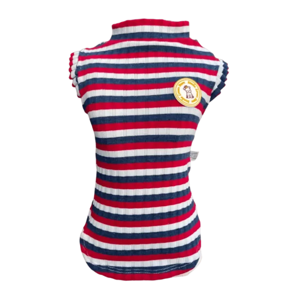 Regata Canelada Suedine Listrada Vermelha e Marinho Fem