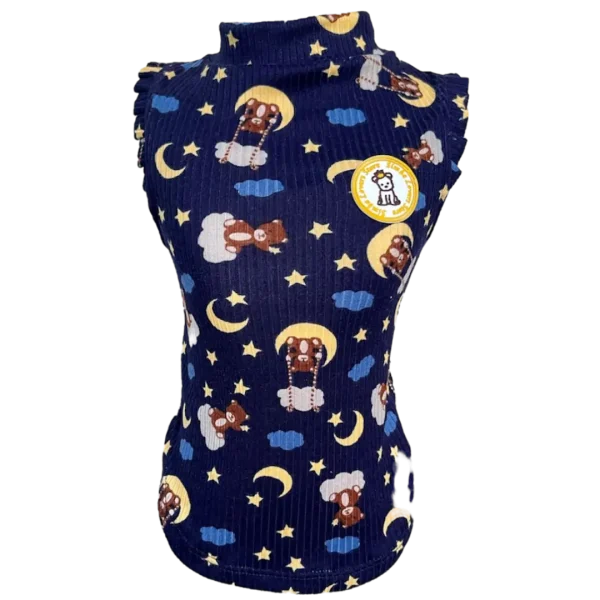 Regata Canelada Ursinho Lua Marinho Fem