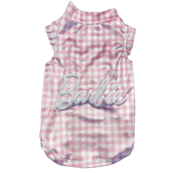 Regata UV Barbie Xadrez Rosa Bebê Fem