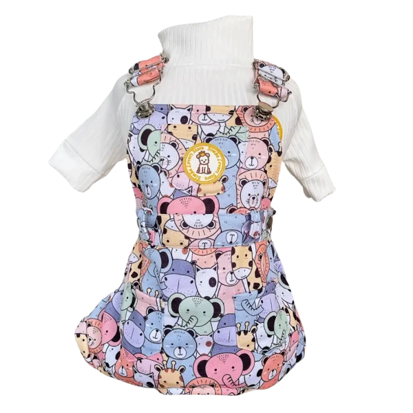 Jardineira Moletom Bichinhos Coloridos Masc (SEM CAMISETA)