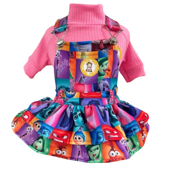 Jardineira Moletom Divertidamente Fem (SEM CAMISETA)