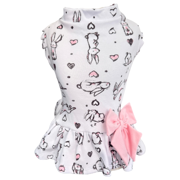 Vestido Coelho Branco Coração s/ Manga