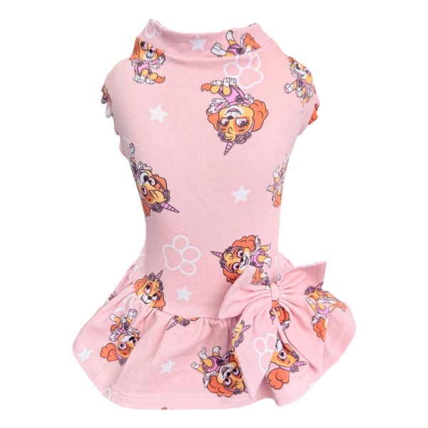 Vestido Patrulha Canina Rosa s/ Manga