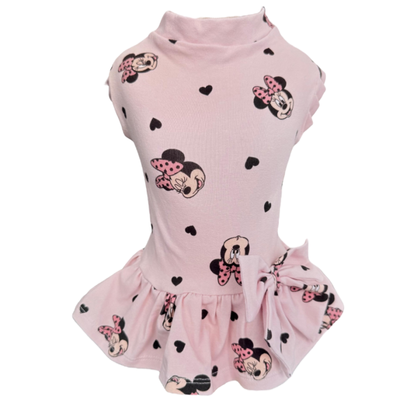 Vestido Minnie Coração Rosa s/ Manga