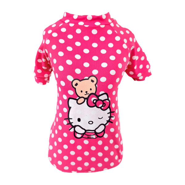 Camiseta UV Hello Kitty Bolinha Rosa