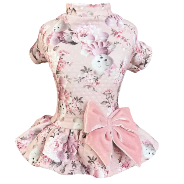 Vestido Matelassê Ursinho Rosê