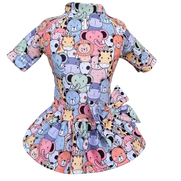 Vestido Moletom Bichinhos Coloridos